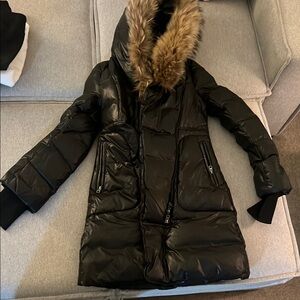 Mackage Black Puffer Jacket with Faux Fur Hood